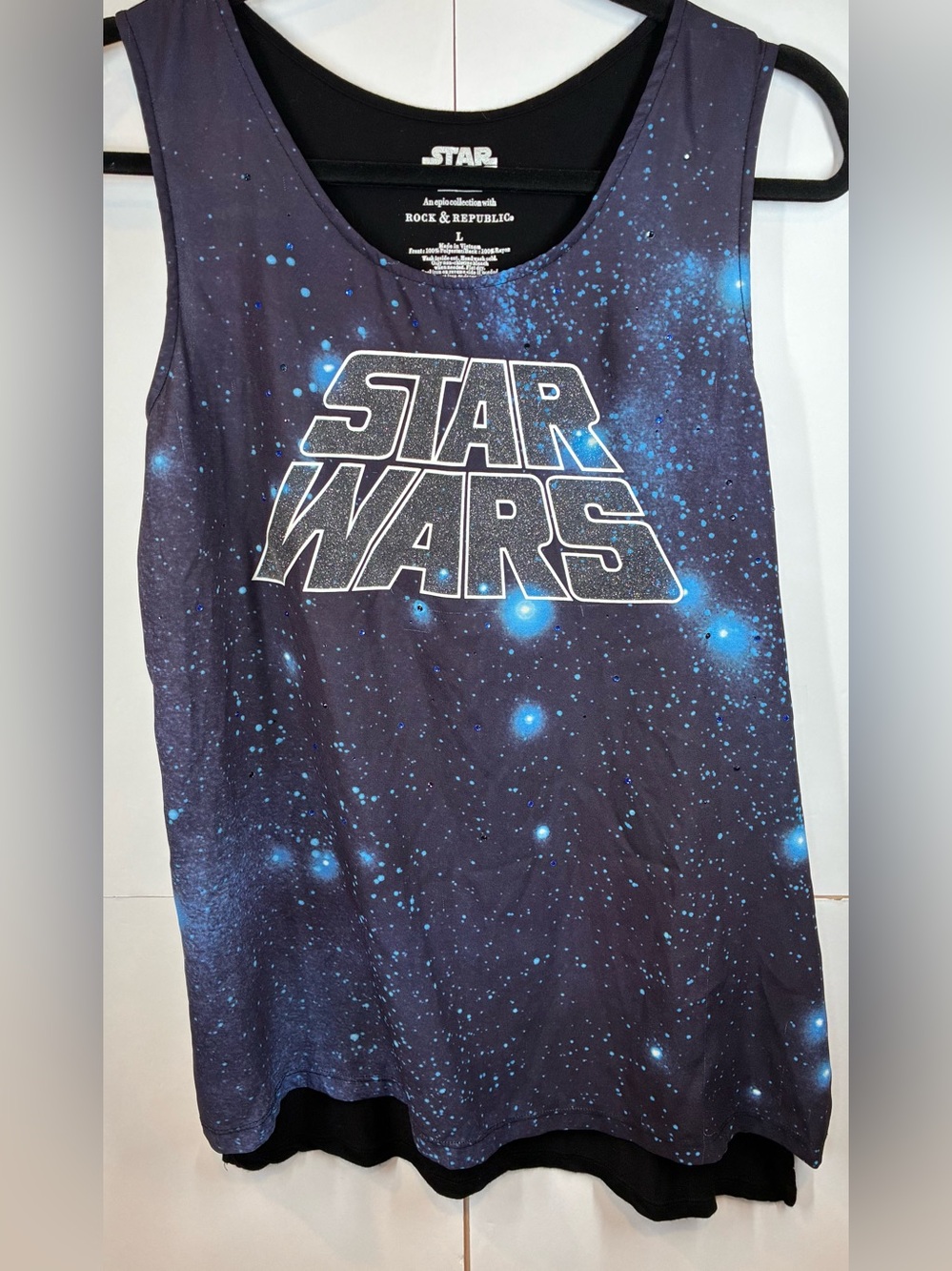 Star Wars x Rock & Republic Galaxy Tank Top Size Large Rhinestone Sleeveless